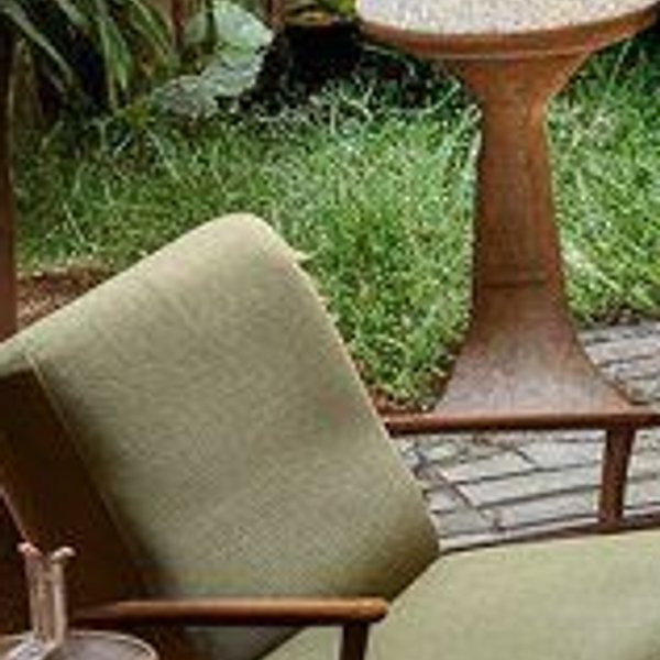 Fauteuil lounge velours olive